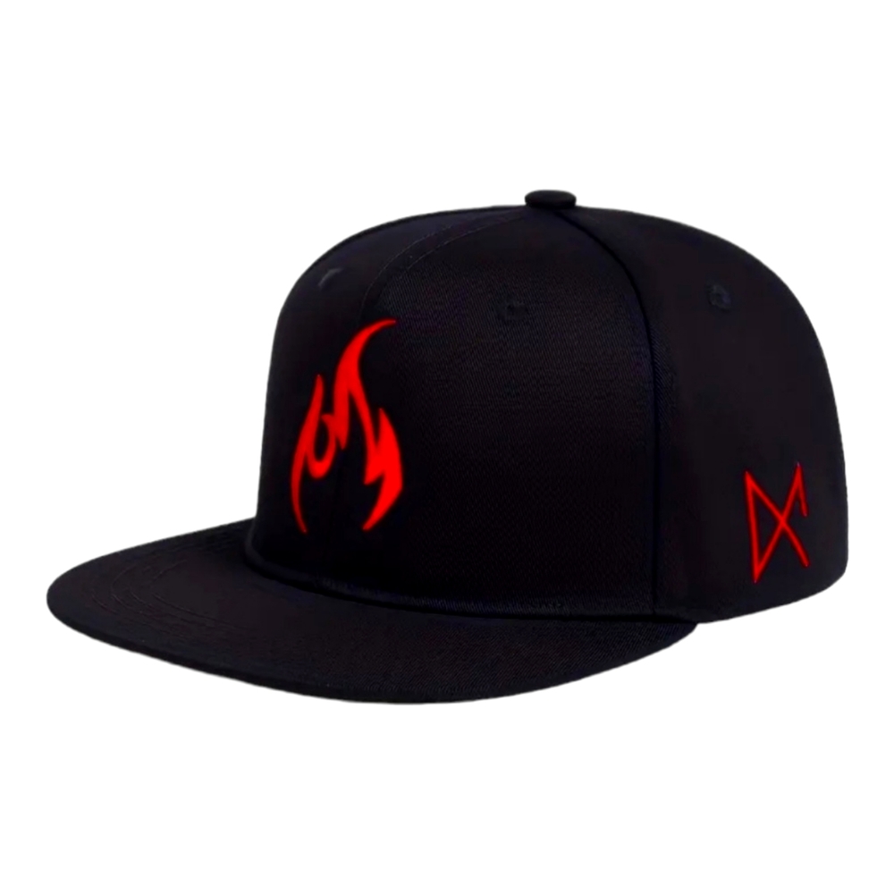 Lit Flame Fire Black Snapback Baseball Hat